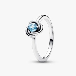 Pandora Elegant Sterling Silver 925 Ring with Blue Gemstone